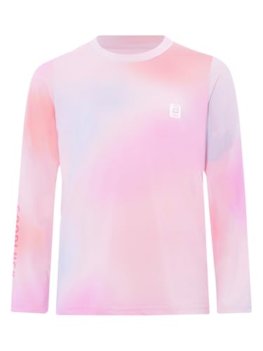 TiaoBug Mädchen Sport T-Shirt Farbverlauf Shirt Leicht und Schnell Trockende Tops Funktionsshirts Langarm Rundhals Tee Fitness Tunika Yoga Tanz Oberteil Rosa 158-164