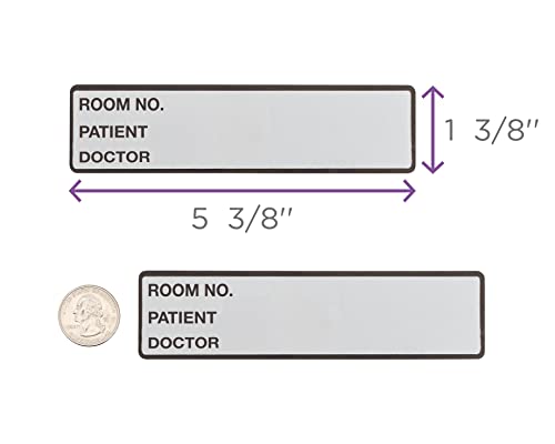 Image of Carstens Patient I.D. Adhesive Medical Chart Labels for 1.5 inch - 4 inch Ring Binder Spines - Pre-Printed Sticker Labels (Room No. / Patient /Doctor), 5 3 /8 inch x 1 3 /8 inch, Silver, Roll of 200