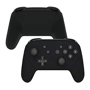 eXtremeRate Black Faceplate Backplate Handles for Nintendo Switch Pro Controller, Soft Touch DIY Replacement Grip Housing Shell Cover for Nintendo Switch Pro - Controller NOT Included
