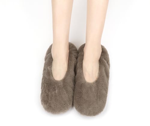 Image of Keyela Women's Ballerina Slippers,Non-Slip Bedroom Slippers Socks | Soft fuzzy slipper socks for ladies Indoor home slippers Cozy sock slippers Ballet Slippers