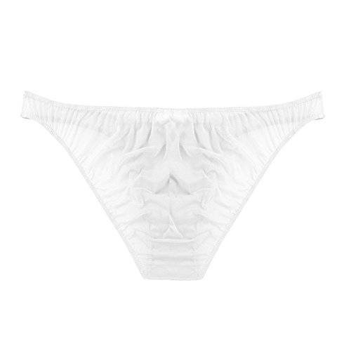 Choomomo Men's Ruffle Satin Bikini Briefs Sheer Mesh Back See Through Sissy Panties Underwear