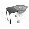 BLUES GRILL PARTS Grill Side Table - Adjustable Height, Large 18"x20" BBQ Prep Shelf Work Table, Fits Weber Kettle 22"/26", Smokey Mountain 22, Premium & Master-Touch Kettle Grills