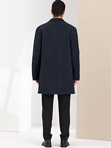 Image of Lars Amadeus Men's Navy Blue Trench Coat Lapel Collar Single Breasted Warm Long Peacoat Overcoat Medium