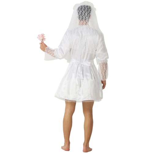 Gmbylby Divertente Costume Da Sposa Maschio Adulto Abito Da Sposa Velo Da Sposa E Cintura Set Novità Fancy Outifts Per - 4
