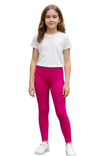 Image of PopCouture Girls Premium Dance & Gymnastics Sports Activewear Leggings Fuchsia 5-6 Years