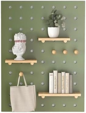 Pegboard Wall Storage Shelf,Pegboard Wall Storage,Wooden Pegboard Wall Organizer, Wall Pegboard with Wooden Pegboard Shelves Stylish Versatile Peg Board Display for Home Office, Perforated W