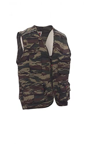 NSTF Gilet Uomo Caccia e Pesca Con Cacciatora Posteriore Militare Mimetico Multitasche S M L XL XXL XXXL (L)