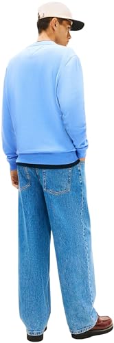 Tommy Jeans Herren Sweatshirt Regular Fit Flag Fleece Rundhalsausschnitt, Blau (Light Horizon Blue), S – Ansicht 3