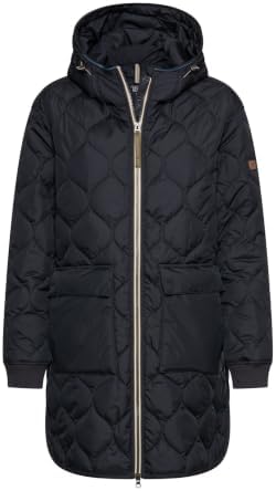 camel active Damen Winddichter Mantel mit Kapuze | wärmender Mantel mit übergroßer Passform, 2-Wege-Reißverschluss und diversen Taschen im Oversized Fit