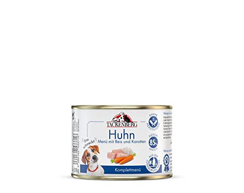 TACKENBERG Hühnchen mit Langkornreis & Karotten Nassfutter Dose für Hunde - Hundefutter in Premiumqualität, 6 x 400 g