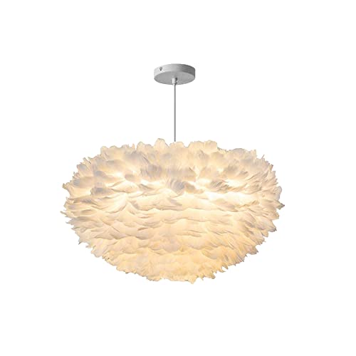 KCO Suspension à Plumes Scandinave 60cm, Hauteur Réglable 0-100cm (Douille E27), Nettoyage Facile pour Salon, Chambre, Bureau