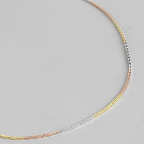 Image of ZAVYA 925 Sterling Silver Modest Minimal Triple Tone Plating Chain Anklet (Single) | Gift for Women & Girls | With Certificate of Authenticity & 925 Stamp