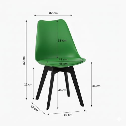 Image of Modern Bar Stool with Black Legs, Green Cushioned Seat, Contemporary Design, Indoor Dining and Kitchen Use