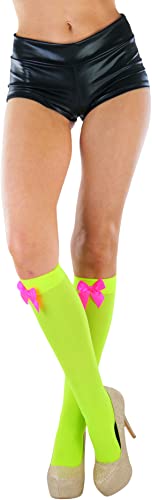Image of ToBeInStyle Women's Opaque Knee High Nylon Fashion Socks Solid & w /Front Satin Bow