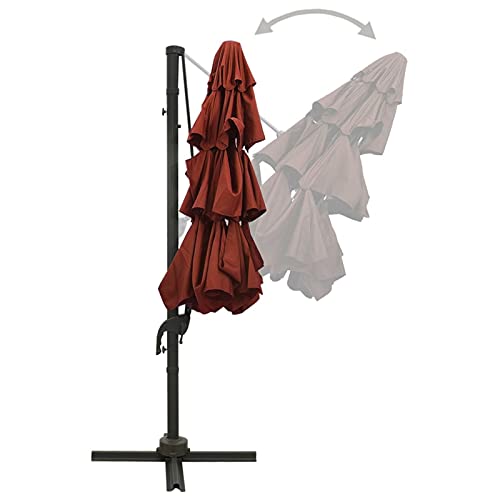 Catherinol Sombrilla de 4 niveles con poste, Parasol Terraza, Sombrilla Terraza Exterior, Sombrilla Jardin, Parasol Jardin, Sombrilla Playa, Parasol Excentrico, de aluminio terracota 3x3 m - imagen 6
