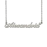 HUAN XUN Dainty Friendship Name Necklace Silver Alexandria Necklace for Women Customized Pendant Jewelry Gifts