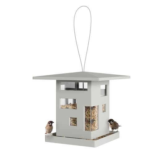 Glitzhome Vogelhaus Aus Massivholz, 36 Cm Groß, Weiß – Mit Aufhängeseil & Reinigungsöffnung, Für Garten & Balkon