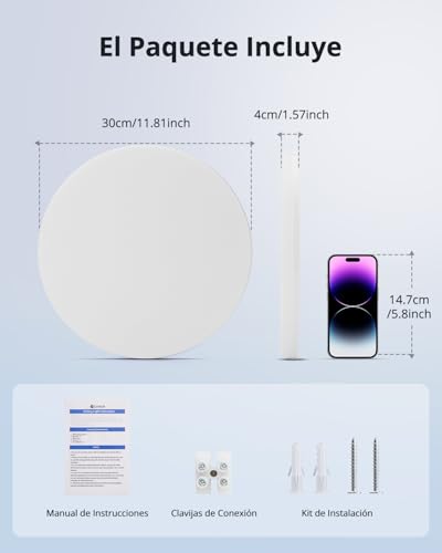 Miniatura 9 de Combuh Plafón Led 48w 4320lm Fácil De Instalar Modernos Lampara De Techo Para Dormitorios Salones Cocina Blanco Frío 6500k Redondo Ø30cm