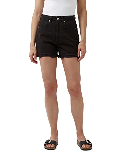 Buffalo David Bitton Women's Joanna Super High Rise Denim Shorts, Black, 31