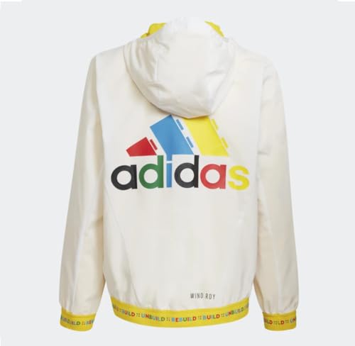 adidas Kids Youth x LEGO Play Sportswear Windbreaker, White/Yellow/Red, X-Large3