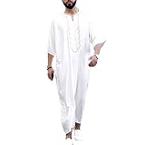 Herren Muslimische Kleider Kaftan - Mittlerer Osten Saudi-arabische Roben Türkisch Kleider Thobe Männer Gebetskleidung Drucken Taschen Kleider