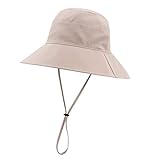 Home Prefer Women's Sun Hat UPF 50+ Wide Brim Big Girls Sun Protection Hat Summer Outdoor Beach Bucket Hat Khaki Large