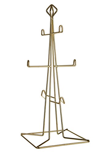 Premier Housewares 507566 Vertex 6 Cup Mug Tree - Gold Plated, 15 x 15 x 37 cm