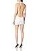 Roma Women's Plunge Mini Dress with Open Back and O-Ring Detail, White, Small/Medium