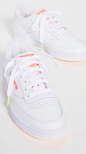 Image of Reebok womens Club C Sneaker, White /Ceramic Pink /Orange Flare, 6.5 US