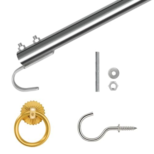 Scala per sottotetto con asta di prolunga in alluminio impiombato e gancio in acciaio inossidabile per un facile accesso alla soffitta, 101,6 cm