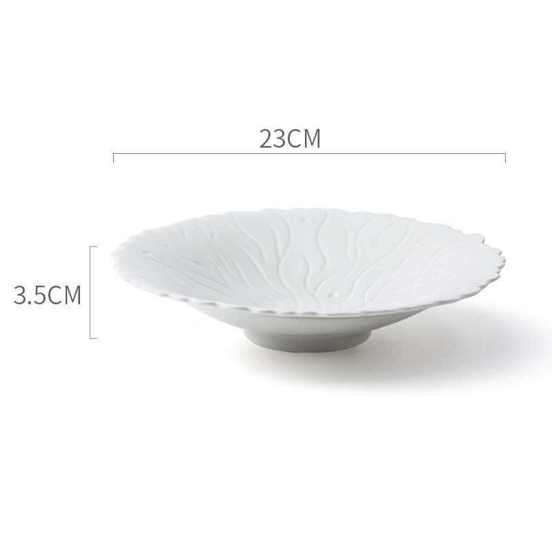 Platos para La Cena Platos De Postre Plato De Porcelana Blanca Plato con Borde En Relieve Creativo Plato Hondo De Restaurante Plato De Pasta De Hotel Platos Platos De CER，9inch