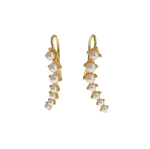 NialayaGold Plated 925 Sterling Silver White Pearl Earrings