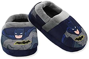 DC Comics Batman Superhero Toddler Boys Plush Aline Slippers (Navy, 7-8 M US Toddler)