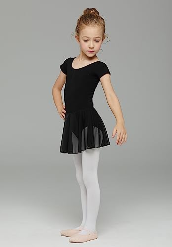Image of MdnMd Toddler Ballet Leotards for Girls Dance Leotards with Skirt Gymnastic Ballerina Outfit Dress Classic Short Sleeve