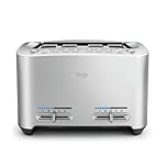 Sage - The Smart Toast - 4-Slice Toaster, 2000 W - Extra Wide Slots, 5 Browning Levels, Automated Lowering, Easy to Clean - Frozen, Crumpet, Lift & Look - Bagel, Toast, Bread - Brushed Aluminium