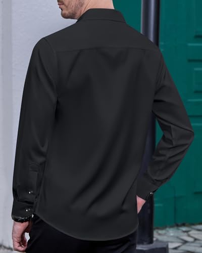 Stain Shield Dress Shirts for Men Long Sleeve Mens Dress Shirts Slim Fit Casual Button Down Shirts Big Shirts3