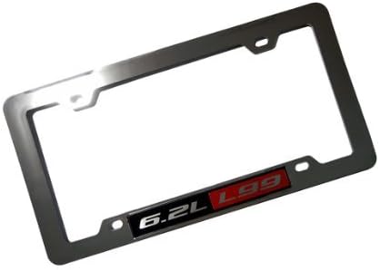 Miniatura 2 de ERPART - Marco cromado para placa de matrícula con 6.2 L L99, color rojo y negro de aluminio real, emblema de matrícula compatible con GM General