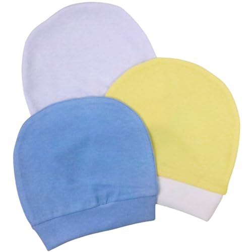 Toucas Tocas Para Bebe Recém Nascido Kit C/ 3 Unidades (Azul-MENINO, RN)