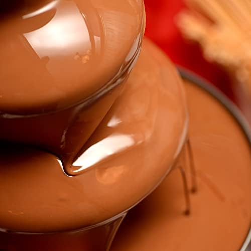 Andrew James Large Chocolate Fountain Fondue - 1 Litre Capacity with 3 Tiers and Extra Deep Drip Tray - Adjustable Motor and Temperature Dial - Great for Parties Weddings Includes 8 Skewers
