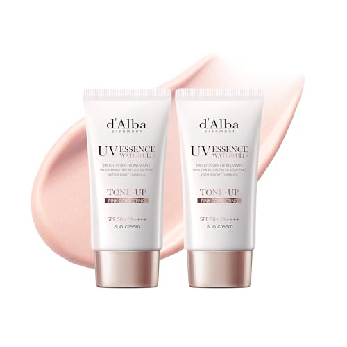 [2er Pack] d'Alba | Italienischer weißer Trüffel Waterfull Purple Tone-up Sunscreen 50ml, SPF/LSF 50+PA++++, Reiner und Veganer Hybrider Rosafarbener Feuchtigkeitscreme, Leuchtender und Aufhellender