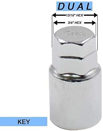 Wheel Accessories Parts M12 1.50 12x1.5 Thread Open End 0.83" Long Locking Wheel Lug Nuts Lock Chrome Dual Hex Key 13/16" and 3/4" Fits Many Chevy Honda Toyota Passenger Vehicles