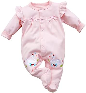 KIDDLETOWN Baby Schlafanzug Neugeborene Strampler Baumwolle 3-6 Monate | Baby Strampler für Mädchen Jungen, Cartoon-Muster Babyschlafanzug, Druckknöpfe Schlafstrampler, Langarm Pyj