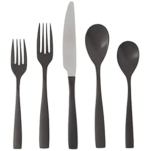 Mikasa Delano Black Satin 20-Piece Stainless Steel Flatware Set, Service for 4
