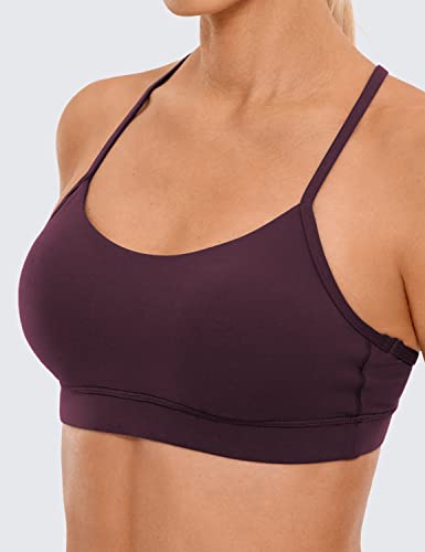 Crz Yoga Womens Butterluxe Y Back Sports Bra - Padded Racerback Low Impact Spaghetti Thin Strap Backless Workout Yoga Bra Deep Purple Medium #TOP2