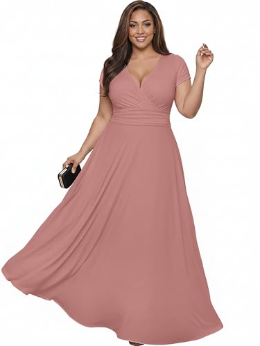 Image of KOH KOH Womens 2026 Sexy Cap Short Sleeve V-Neck Flowy Cocktail Gown