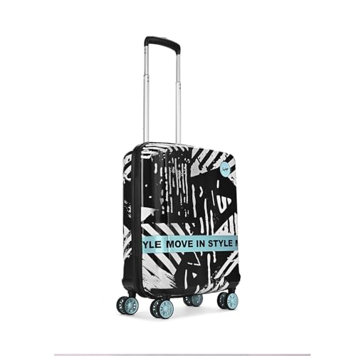 Image of Skybags Wanderlust Cabin Trolley Bag 55cm | Small | Hard Luggage | Printed 8-Wheel Suitcase | TSA Lock with Anti-Theft Zipper | Polycarbonate | 3 Years International Warranty - Unisex (Black-White)