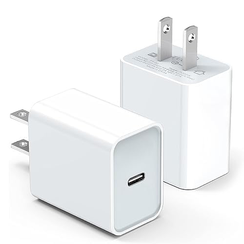 iPhone 15 Charger, 20W PD Type C Fast Wall Charger, USB C Charger Block Compatible with iPhone 15/15 Pro/15 Pro Max/iPad Pro/AirPods [2 Pack]