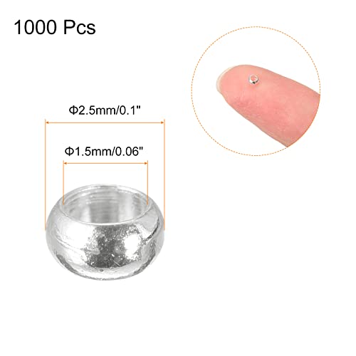 Perles à sertir uxcell de 2,5 mm, laiton argenté de qualité pour finitions de bijoux durables