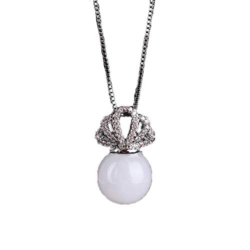 Collier en Jade Blanc Naturel et Pendentif Argent 925 pour Femme