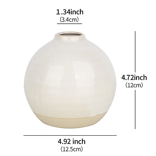 Round Vase, Ceramic Vase White Bud Vase Narrow Mouth Round White Vase For Home Decor, Small Dried Flower Vase, Living Room Decorative Vases, Flower Arrangement Decoration Vase, Antis's Home #TOP3